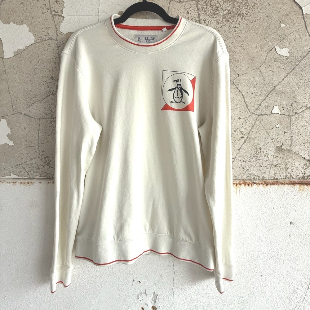 Original Penguin Sweatshirt Men's S Fleece Crewneck Logo Pullover Retro Preppy